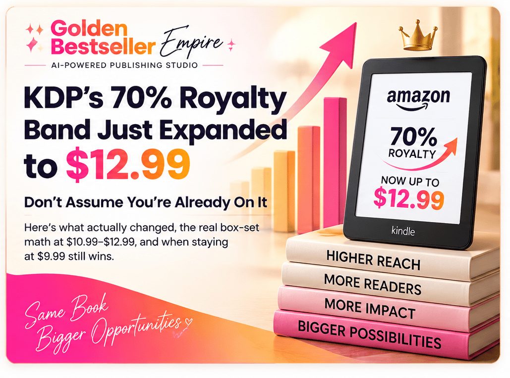 KDP's 70% Royalty Band Just Expanded to $12.99 — Golden Bestseller Empire