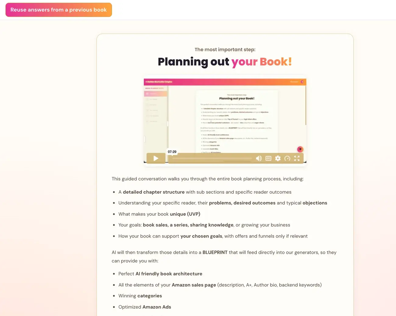 The Book Planner page in Golden Bestseller Empire.