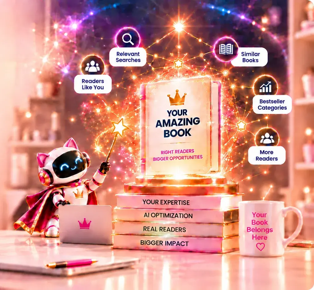 A wizard AI assistant connects an author’s book with relevant searches, similar books, bestseller categories, and more readers through Amazon’s recommendation network.