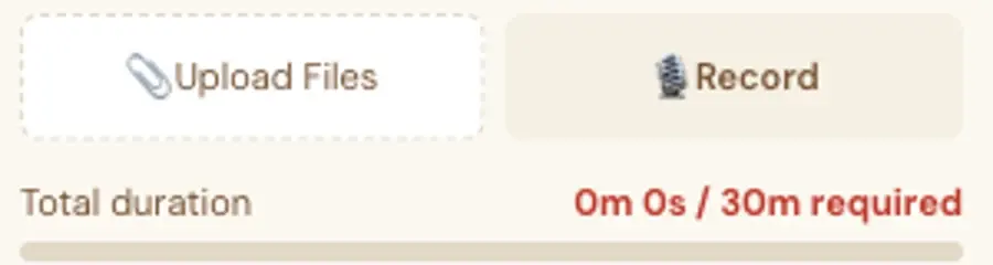 The Record button, next to Upload Files.